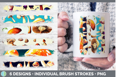 Mushrooms Brush Strokes PNG | Sublimation Designs