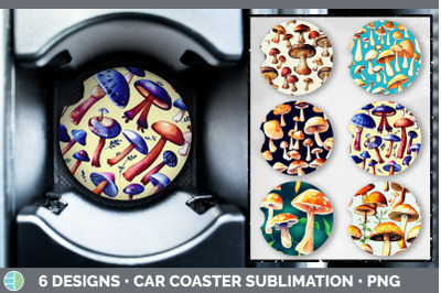 Mushrooms Car Coaster | Sublimation Designs Bundle