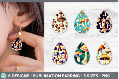 Mushrooms Teardrop Earring | Sublimation Designs Bundle