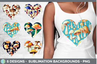 Mushrooms Hearts Clipart | Sublimation Designs