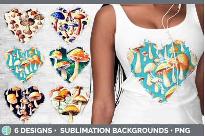 Mushrooms Heart Distressed Clipart | Sublimation Designs