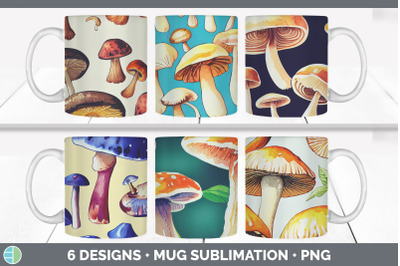 Mushrooms Mug Sublimation | Coffee Cup Designs PNG