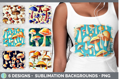 Mushrooms Distressed Sublimation Background Panel