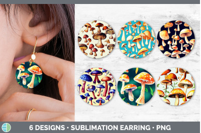 Mushrooms Round Earring | Sublimation Designs Bundle