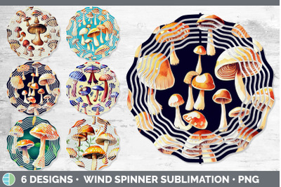 Mushrooms Painted Wind Spinner | Sublimation Designs Bundle