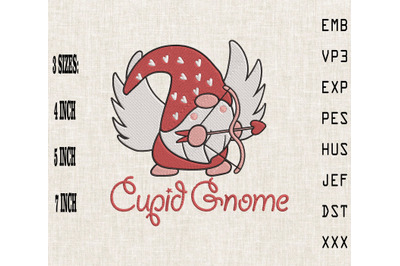 Cupid Gnome Happy Valentine&#039;s Day Embroidery