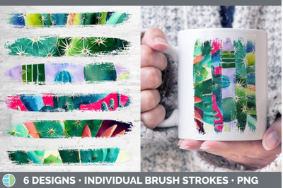 Cactus Brush Strokes PNG | Sublimation Designs