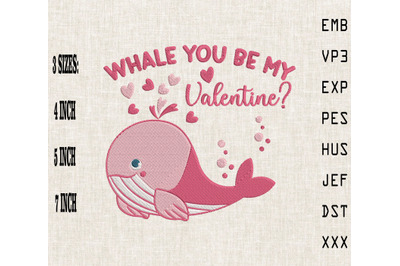 Whale You Be My Valentine Embroidery