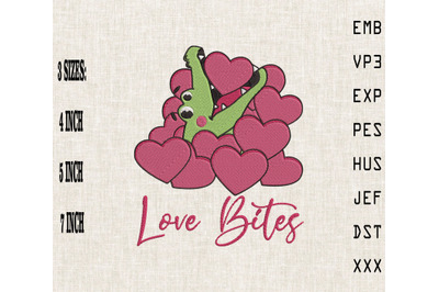 Love Bites Crocodile Valentine&#039;s Day Embroidery