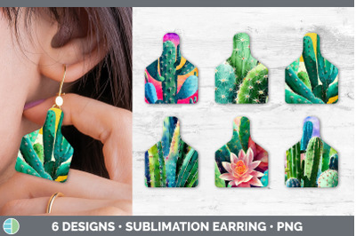 CACTUS COW TAG EARRING | SUBLIMATION CATTLE EAR TAG