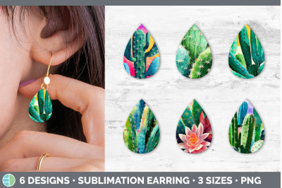 CACTUS TEARDROP EARRING | SUBLIMATION DESIGNS BUNDLE