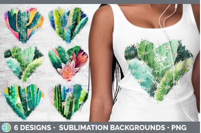 CACTUS HEART DISTRESSED CLIPART | SUBLIMATION DESIGNS