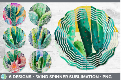 Cactus Painted Wind Spinner | Sublimation Designs Bundle