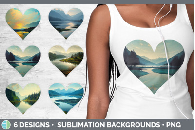 Lake Hearts Clipart | Sublimation Designs