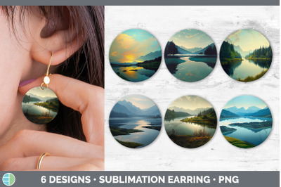 Lake Round Earring | Sublimation Designs Bundle