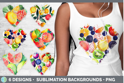 Fruit Heart Distressed Clipart | Sublimation Designs