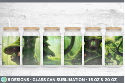 Tree House Glass Can | Sublimation Beer Mason Jar