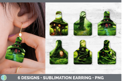 Tree House Cow Tag Earring | Sublimation Cattle Ear Tag