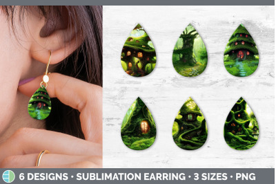 Tree House Teardrop Earring | Sublimation Designs Bundle