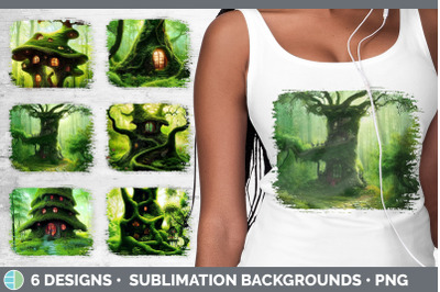 Tree House Distressed Sublimation Background Panel