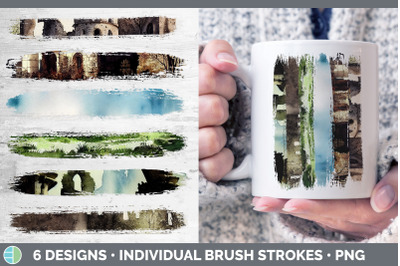 Castle Ruins Brush Strokes PNG | Sublimation Designs