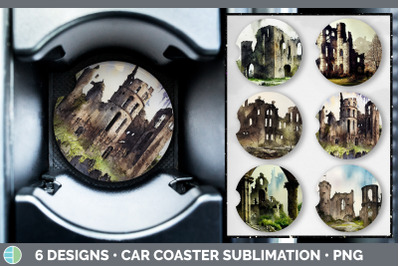 Castle Ruins Car Coaster | Sublimation Designs Bundle