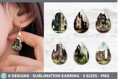 Castle Ruins Teardrop Earring | Sublimation Designs Bundle