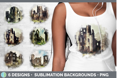 Castle Ruins Background | Grunge Sublimation Backgrounds