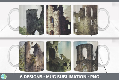 Castle Ruins Mug Sublimation | Coffee Cup Designs PNG