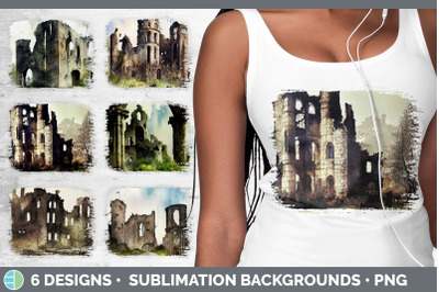 Castle Ruins Distressed Sublimation Background Panel