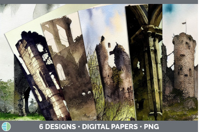 Castle Ruins Backgrounds | Digital Scrapbook Papers