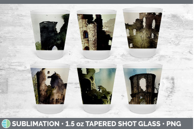 Castle Ruins Shot Glass Sublimation | Shot Glass 1.5oz Tapered