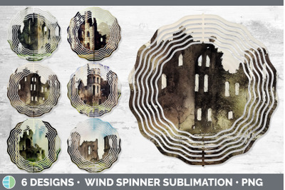 Castle Ruins Painted Wind Spinner | Sublimation Designs Bundle