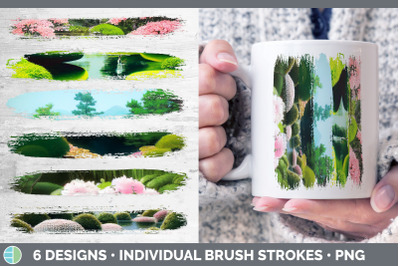 Japanese Garden Brush Strokes PNG | Sublimation Designs