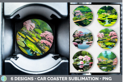 Japanese Garden Car Coaster | Sublimation Designs Bundle