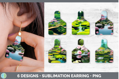 Japanese Garden Cow Tag Earring | Sublimation Cattle Ear Tag