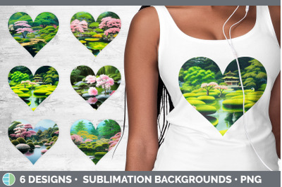 Japanese Garden Hearts Clipart | Sublimation Designs