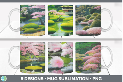 Japanese Garden Mug Sublimation | Coffee Cup Designs PNG