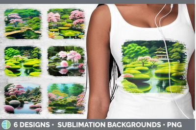 Japanese Garden Distressed Sublimation Background Panel