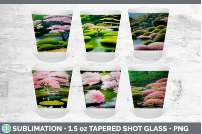 Japanese Garden Shot Glass Sublimation | Shot Glass 1.5oz Tapered