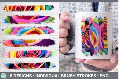 Rainbow Roses Brush Strokes PNG | Sublimation Designs