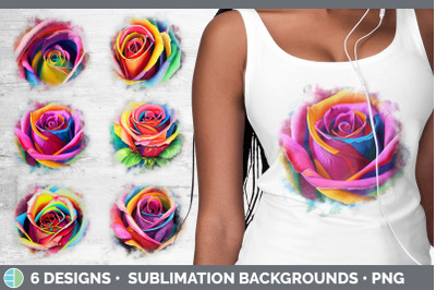 Rainbow Roses Background | Grunge Sublimation Backgrounds