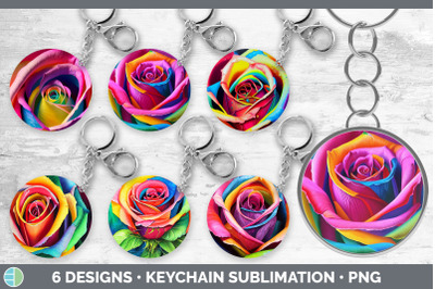 Rainbow Roses Keychain Bundle | Keyring Sublimation Designs