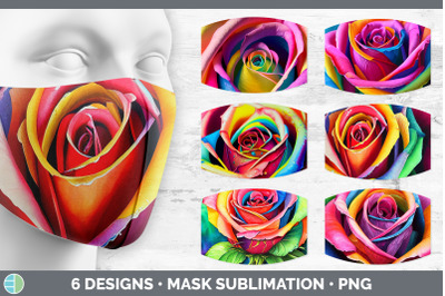 Rainbow Roses Mask | Sublimation Bundle Face Mask Designs