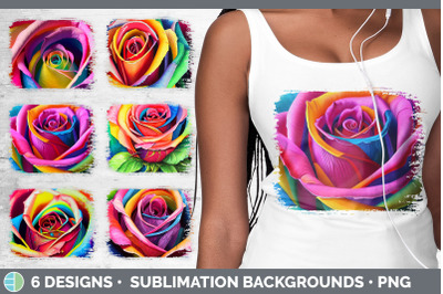 Rainbow Roses Distressed Sublimation Background Panel