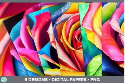 Rainbow Roses Backgrounds | Digital Scrapbook Papers