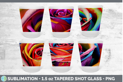 Rainbow Roses Shot Glass Sublimation | Shot Glass 1.5oz Tapered