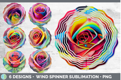 Rainbow Roses Wind Spinner | Sublimation Designs Bundle