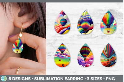 Hot Air Balloon Teardrop Earring | Sublimation Designs Bundle