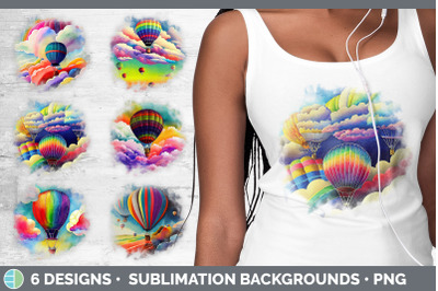 Hot Air Balloon Background | Grunge Sublimation Backgrounds
